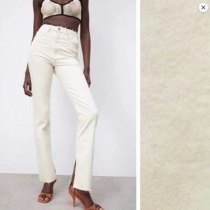 ZARA High Rise Slim Flare Leg Jeans Z1975 - Ecru 28